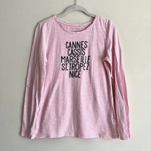 Talbots Top Womens XS Pink Striped Embroidered Destination Embroidered France - Picture 1 of 7