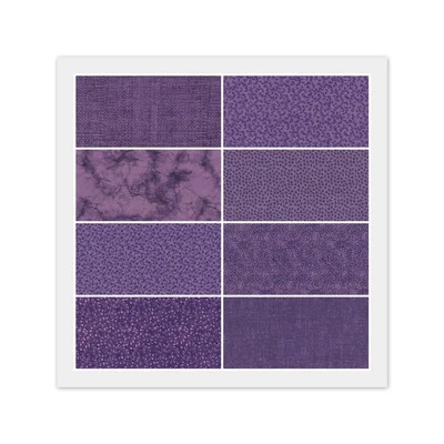 Lot of 8 Fat Quarters, PURPLE 100% Cotton Fabric Bundle, Quilting Craft Projects - Image 1 of 4