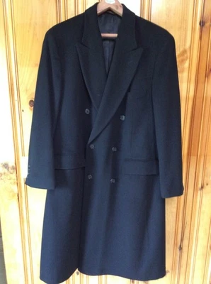 Brooks Brothers Double-Breasted Wool Overcoat Mens 48L Black USA Excellent - Image 1 of 4