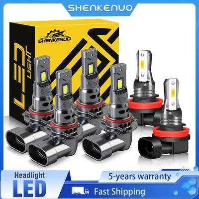 For Mitsubishi Lancer 2008-2017 Combo 6x LED Headlight +Fog Light Bulbs 18000LM - Image 1 of 4