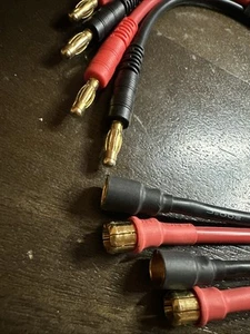 8mm Charge Cords ( POS / NEG ) 4 PCS - Brand New - 12 Gauge - Banana To M/F - Picture 1 of 5