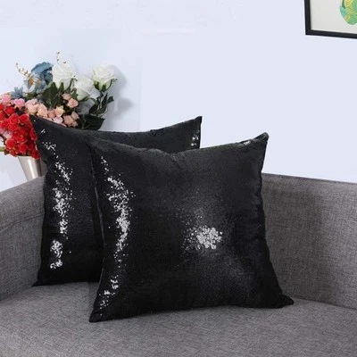 2 Pack 18x18 Inch Decorative Sequin Pillow Covers for Couch Sofa Cushion Case - Image 1 of 4