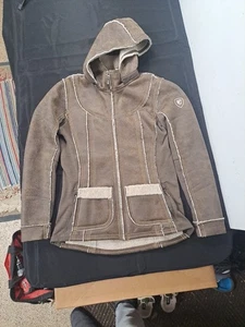 Kuhl Project Damen Lederjacke braun mittel Sherpa gefüttert abnehmbare Kapuze - Bild 1 von 17