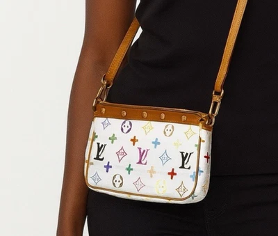 LOUIS VUITTON TAKASHI MURAKAMI Blanco Multicolor LV Monograma Pochette Accesorio Foto 1 de 4