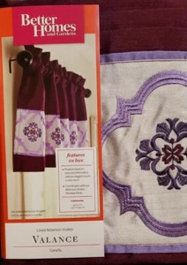 better Homes & Gardens lined atheron violets embroidered Valance 54" x 17" New - Picture 1 of 4