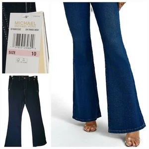 NEW Michael Kors Womens Selma Flare Higher-Rise Jeans Size 8 10 2024 31 Tall - Picture 1 of 13