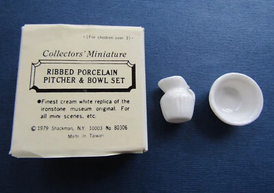 Vintage Dollhouse Ribbed Pitcher and Bowl Collectors Miniature  by Shackman Box - Image 1 of 4