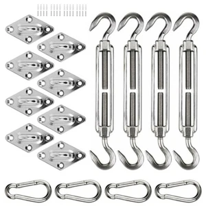 Stainless Fixing Fitting Kit Sun Shade Sail Garden Patio Sunscreen Awning Canopy - Picture 1 of 14