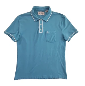 Penguin Brand Polo Shirt Men's M Medium Blue Short Sleeve 100% Cotton EUC LN - Picture 1 of 10