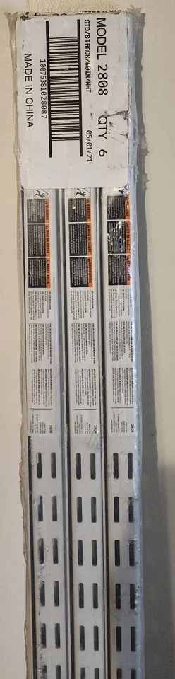 6-PK ClosetMaid 2808 ShelfTrack 60 in. x 1 in. White Std Vertical Track - SALE!! - Image 1 of 1