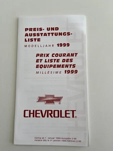 CHEVROLET Alero Camaro Corvette Trans Sport Blazer German French Price List 1999 - Picture 1 of 1