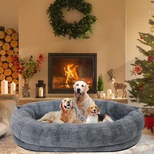 1.7M Orthopedic Human Dog Calming Bed Giant Pet Sleeping Human Nap Bed w/Blanket - Picture 1 of 14