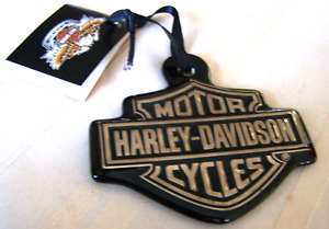 Grand ornement de Noël motard en céramique Harley Davidson neuf avec étiquettes