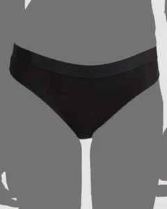$36 Commando Women's Black Soft Rib Logo Tape Thong Panty Size Large - Picture 1 of 2