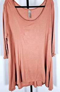 Kische 3/4 sleeve Salmon Orange Plus Size T-shirt Tunic Top-Size 2X - Picture 1 of 8