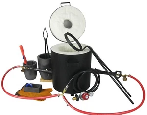 16 KG Gas Metal Melting Furnace Kit Foundry 2 Burner 2 Crucibles Smelting Refine - Picture 1 of 8