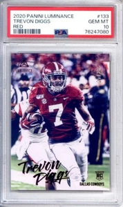 2020 Panini Luminance Trevon Diggs Red #133 (05/25) Dallas Cowboys PSA GEM MT 10 - Picture 1 of 2
