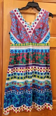 Vestido Floral Vintage Anos 60-70 LIBERTY CIRCLE Mod Psicodélico Groovy - Imagem 1 de 4