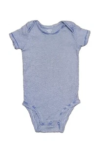 Carters Bodysuit Blue White Stripe Baby Boy 12 Months One Piece Short Sleeve - Picture 1 of 14