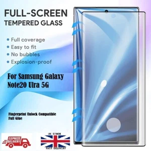 Full Glued Curved Glass Screen Protector For Samsung Galaxy Note20 Ultra 5G - Picture 1 of 7