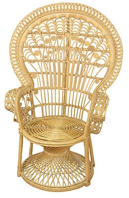 Pfauenthron beige Rattansessel Sessel Rattan Rattanstuhl hochwertig Thron flecht - Bild 1 von 2