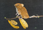 "YEARLY SALE" ACEO Original "Mouse and Catkins" Silk Hand Embroidery - A Lobban 