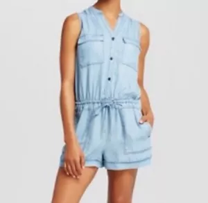 Mossimo Chambray Blue Sleeveless Romper S - Picture 1 of 6