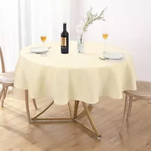 Textured Linen 60 Inch Round Tablecloth up to 40'' Dia Tables Waterproof Spil... - Picture 1 of 8