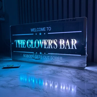 Personalised LED Bar Sign – Custom Home Bar Plaque – Man Cave Light-Up Gift - Image 1 of 4