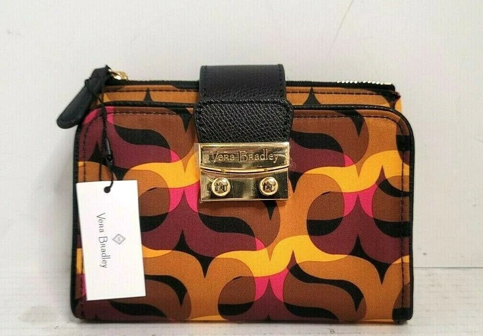 Vera Bradley Modern Lights Pushlock Wallet Fall Colors 886003386545