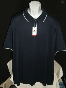 NWT ANTIGUA NAVY BLUE W/WHITE WINGTIP 100% POLY S/S POLO SHIRT NO LOGOS SZ. 4XL - Picture 1 of 10