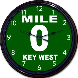 Key West Florida Conch Republic Nation 0 Meilen Highway Markierung Wanduhr Neu 10" - Bild 1 von 2
