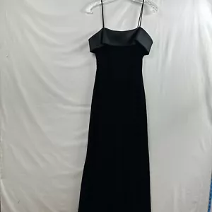 Alex Evenings Maxi Dress Womens Black Velvet Cocktail Spaghetti Strap Size 8 - Picture 1 of 16