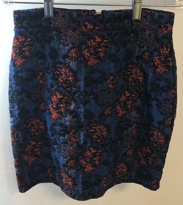 Minifalda Misguided Jacquard Azul/Negro/Rojo/Verde Floral Elastizada Talla US 8 Foto 1 de 4
