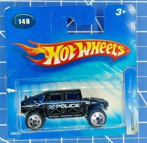2004 Hot Wheels Humvee Police #148 Black Short Card 1:64 Scale Unopened Package - Picture 1 of 5