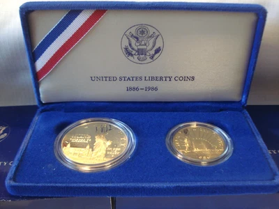 1886-1986 US Liberty Proof Coin Set Ellis Island One Dollar and Half Dollar - Image 1 of 4