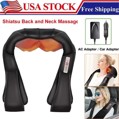 Massageador de pescoço e ombro Shiatsu com calor tecido profundo travesseiro de amassar 3D - Imagem 1 de 4