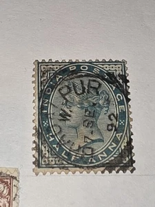Vintage India Half Anna Stamp Used - #F692 - Picture 1 of 1