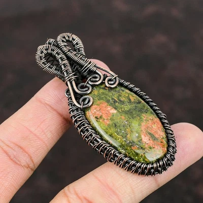 Venta de Halloween Cobre Natural Unakita Alambre Envuelto Aniversario Cumpleaños Colgante Foto 1 de 4