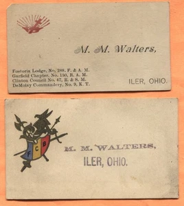 Iler OH Michael M Walters 2 Calling Cards Postmaster CW Vet Mason See Scans - Picture 1 of 2