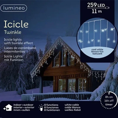 Tenda Luminosa 259 LED Bianco Freddo11 mt-8 Giochi di Luce e Timer 49.4827 - Immagine 1 di 4