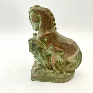 Statuina cavallo bronzo cavo alto 7" vintage unica quercia antica - Foto 1 di 5