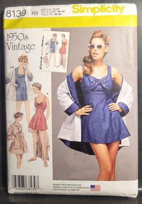 Simplicity 8139 Women's Swim Suit Cover Up 14-22 Uncut Vintage Swimsuit Pattern - Image 1 of 3