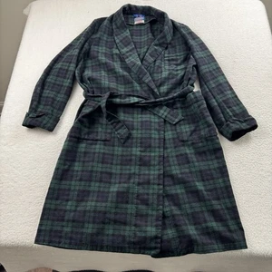 Pendleton Bathrobe Men’s Large Green Black Black Watch Tartan Flannel - Picture 1 of 7