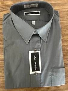 NWT John Weitz Shirt Mens 16.5 34/35 Gray Button Down Single Needle Tailoring - Picture 1 of 5