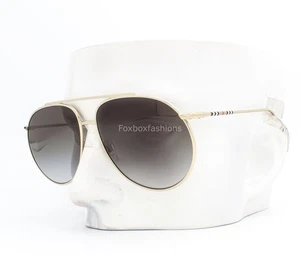 Burberry Aviator Sunglasses BE 3138 1109/8G Pale Gold Classic Plaid w/case - Picture 1 of 10