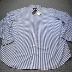 Polo Ralph Lauren Shirt Mens 3XB Big Blue White Stripe Performance Twill Stretch - Picture 1 of 17