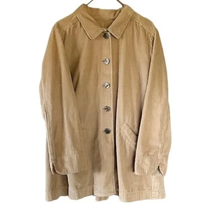 J.Jill Women's Size Large Tan Wide Wale Corduroy Shacket with Velvet Accents - Picture 1 of 7