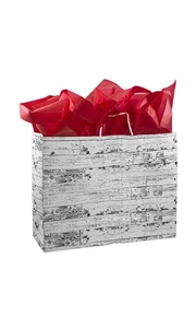 SSWBasics Large Wood Pattern Paper Shopping Bags - Case of 100 - Picture 1 of 1