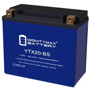 Mighty Max YTX20-BS Lithium Battery Replaces Harley Davidson / Buell / Indian - Picture 1 of 6